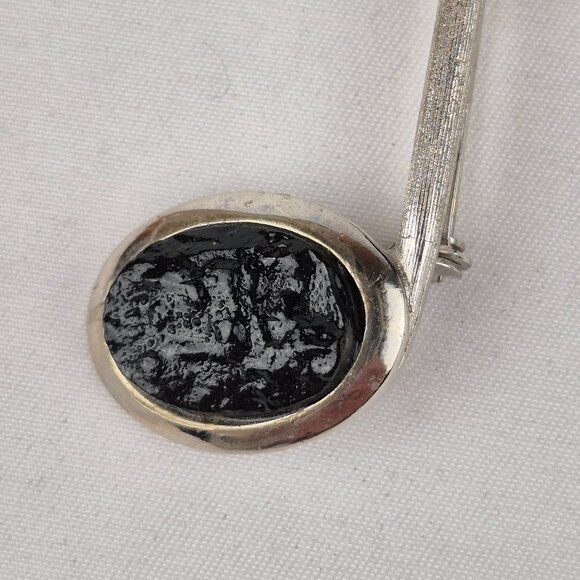 "Black Diamond" Made From Coal Musical Note Brooch Pin Made in West Virginia - Picture 4 of 16